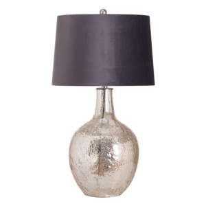 Harmon Ceramic Table Lamp In Silver With Grey Shade