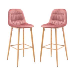 Hindon Pink Finish Bar Stool In Pair
