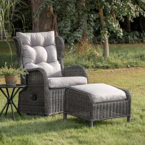 Harrisburg Outdoor Reclining Chair And Footstool In Grey