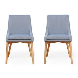 Harrow Grey Fabric Dining Chairs With Oak Legs In Pair