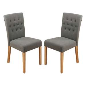 Harrow Slate Fabric Dining Chairs With Walnut Legs In Pair