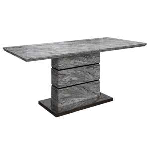 Harva High Gloss Dining Table In Grey Marble Effect