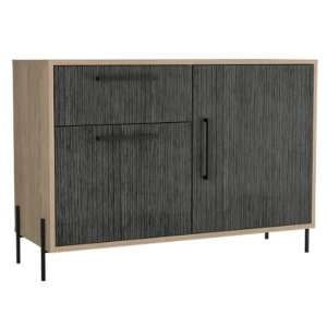 Heswall Small Wooden Sideboard In Washed Oak And Carbon Grey