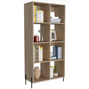 Heswall Wide Wooden Bookcase In Washed Oak