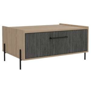 Heswall Wooden Coffee Table In Washed Oak And Carbon Grey