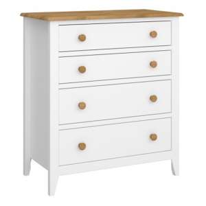 Hasten Wooden Chest Of 4 Drawers In White And Pine