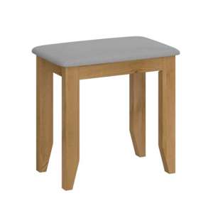 Hasten Wooden Stool With Grey Fabric Seat In Pine
