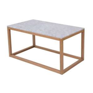 Hinckley White Marble Coffee End Table With Oak Frame