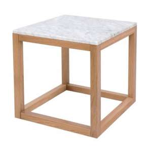 Hinckley White Marble Top End Table With Oak Frame