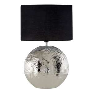 Hattoie Black Fabric Shade Table Lamp With Chrome Base
