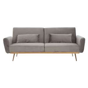 Eltanin Grey Velvet Sofa Bed With Metallic Gold Legs   