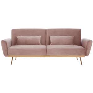 Eltanin Pink Velvet Sofa Bed With Metallic Gold Legs   