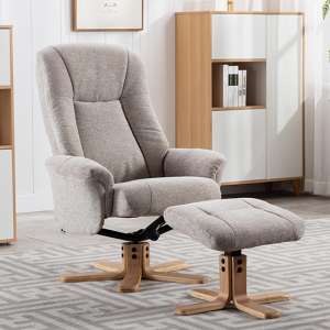 Hatton Fabric Swivel Recliner Chair And Footstool In Sand