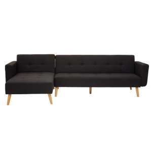 Hausa Velvet Upholstered Corner Sofa In Black