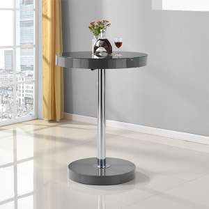 Havana Round High Gloss Bar Table In Grey