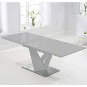 Havens High Gloss Extending Dining Table In Light Grey