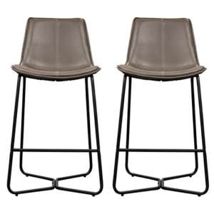 Holland Ember Leather Bar Chairs With Metal Base In A Pair