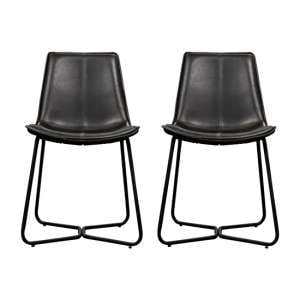 Hawking Charcoal Leather Bistro Chair In Pair
