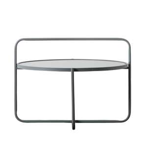 Hawley Round Glass Coffee Table With Metal Frame In Grey