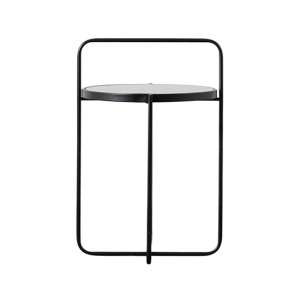 Hawley Round Glass Side Table With Metal Frame In Black