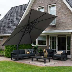 Hawo Square King Cantilever Parasol With Granite Base In Grey