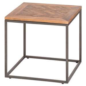 Haxin Parquet Wooden Top Side Table In Brown