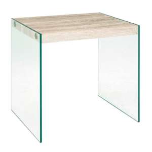Hayden Large Wooden Side Table In Light Oak With Glass Sides