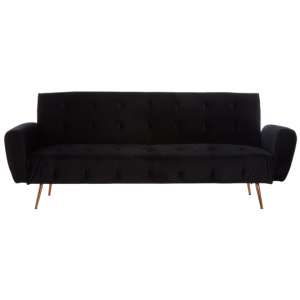 Emiw Black Velvet Sofa Bed With Metallic Gold Legs   