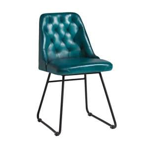 Hayton Genuine Leather Dining Chair In Vintage Blue