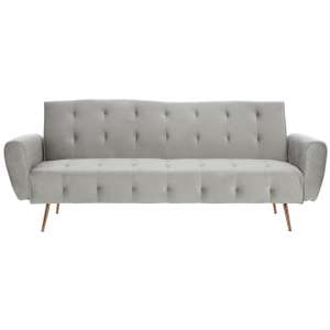 Emiw Grey Velvet Sofa Bed With Metallic Gold Legs   