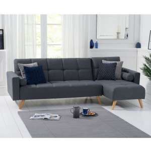 Headon Linen Fabric Right Hand Facing Chaise Sofa Bed In Grey