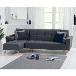 Headon Linen Fabric Left Hand Facing Chaise Sofa Bed In Grey