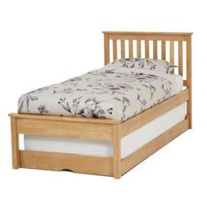 Heather Hevea Wooden Single Bed And Guest Bed In Honey Oak