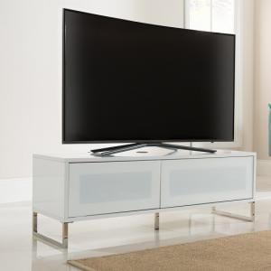 Heather TV Stand In White Gloss With Flip Down Door
