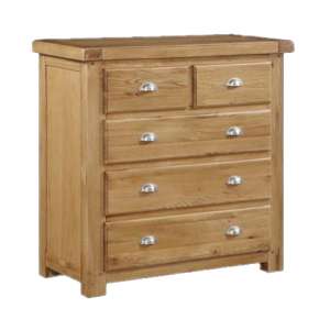 Heaton Wooden Chest Of Drawers In Oak With 5 Drawers