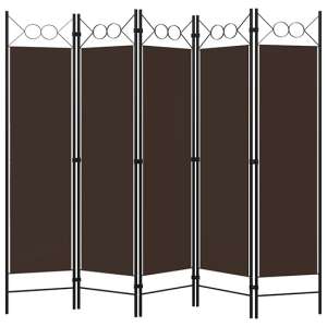 Hecate Fabric 5 Panels 200cm x 180cm Room Divider In Brown