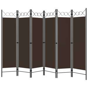 Hecate Fabric 6 Panels 240cm x 180cm Room Divider In Brown