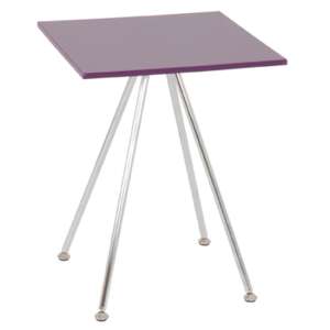 Hedal Square Gloss Side Table In Blackberry With Chrome Legs