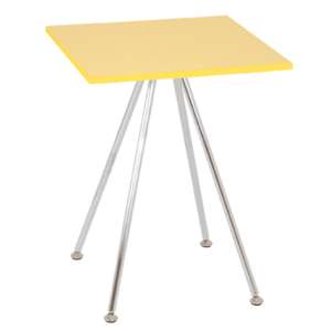 Hedal Square Gloss Side Table In Yellow With Chrome Base