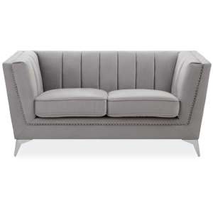 Hefei Velvet 2 Seater Sofa In Grey With Chrome Metal Legs