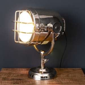 Hegira Industrial Spotlight Table Lamp In Silver