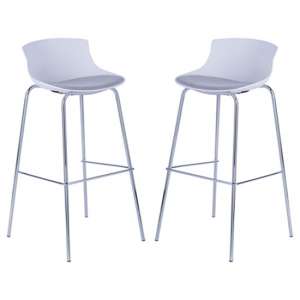 Hinton White Barstool With Fabric Seat And Chrome frame In Pair