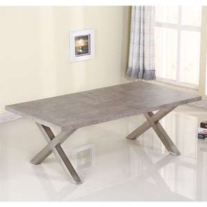 Havika Wooden Coffee Table In Stone With Brushed Steel Legs