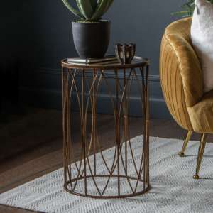 Hellidon Round Antique Glass Side Table In Bronze