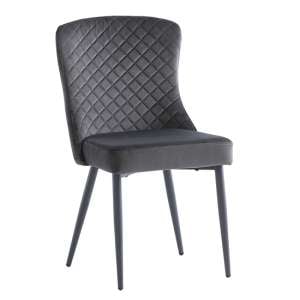 Helmi Velvet Dining Chair In Graphite With Black Legs