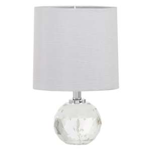 Helna Grey Fabric Shade Table Lamp With Decorative Crystal Base