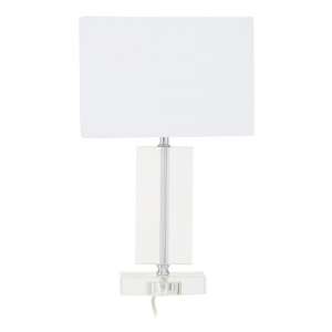 Helna White Fabric Shade Table Lamp With Silver Base