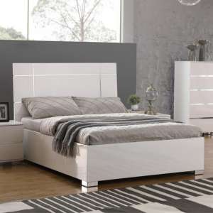 Helsinki Wooden Double Bed In White High Gloss