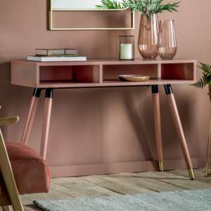 Helston Wooden Console Table With 2 Shelves In Pink