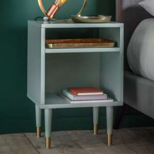 Helston Wooden Side Table With 2 Shelves In Mint